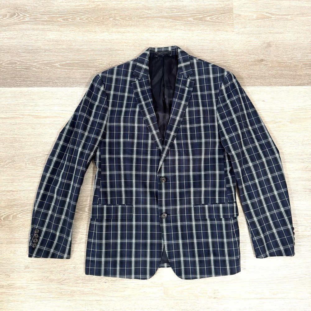 Lauren Ralph Lauren Blue Green Tartan Plaid 2 Button Blazer Men's Size 40 *READ*